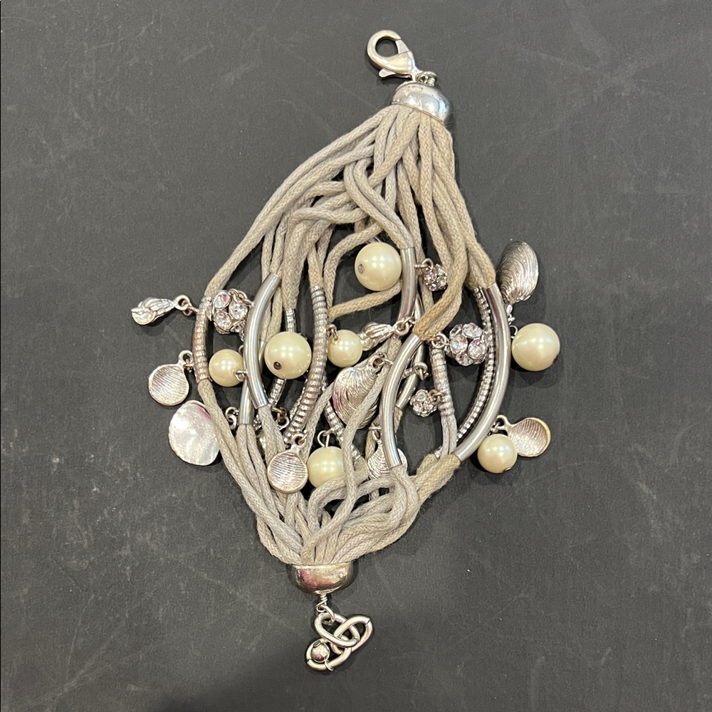 Elegant Silver and Cream Women's Bracelet